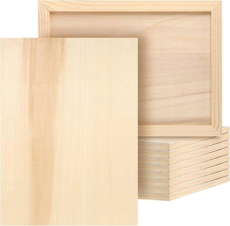 JOIKIT 10 Pack 9 x 12 Inch Wood Canvas Panels, Wooden Canvas Board Unfinished Wood Cradled Painting Panel Boards, Artist Wooden Canvases for Burning, Pouring, String Art, Crafts - Image 1